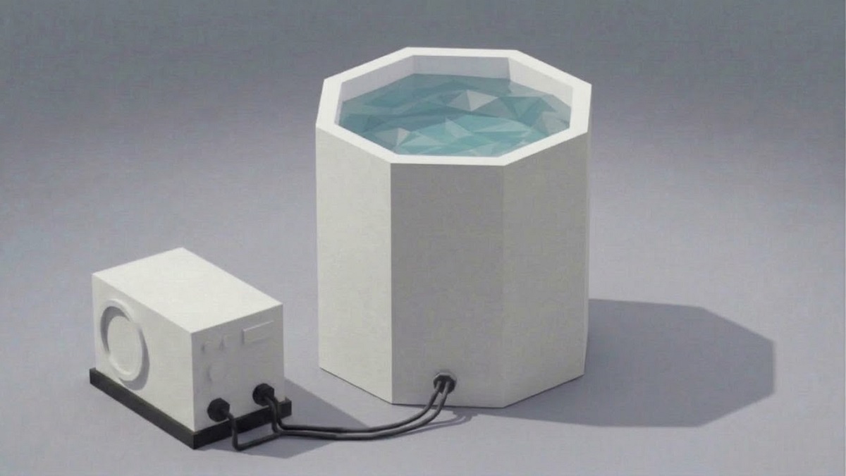 Octagonal rigid cold plunge tub with external chiller unit